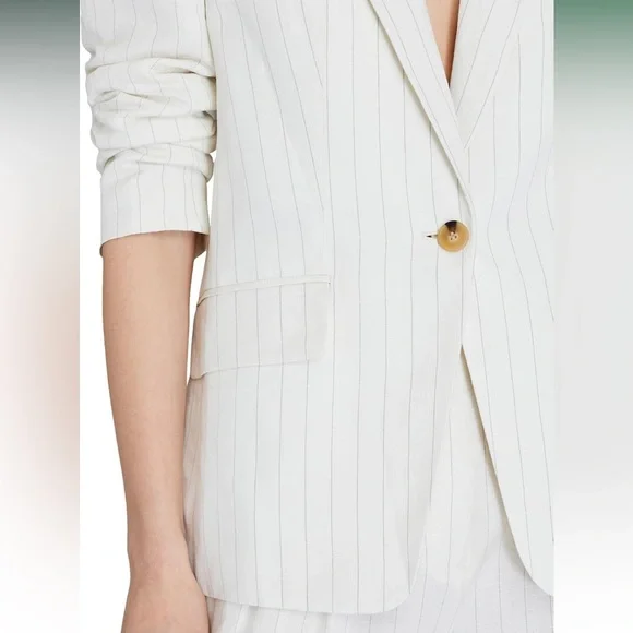 NWT • Club Monaco • Relaxed Single Breasted Blazer • Size L • Ivory Mix/Ivoire • - Picture 6 of 8